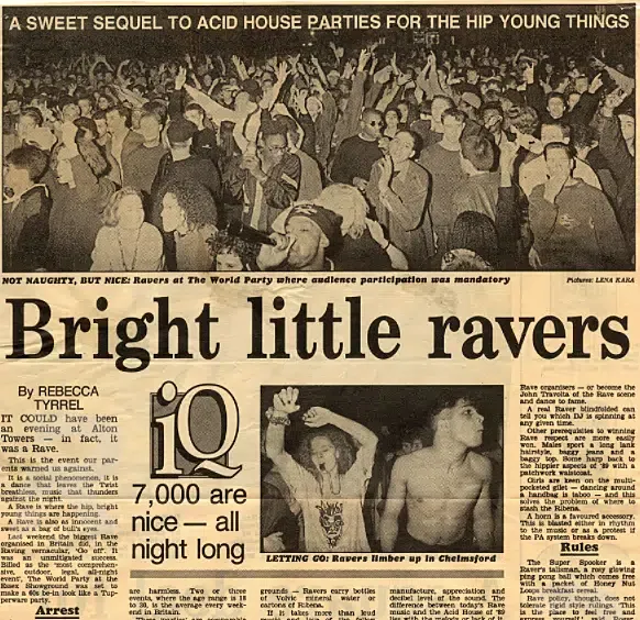 rave bannned in uk news paper cutting