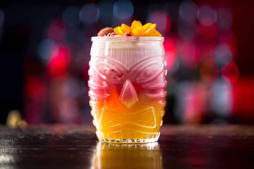 mai tai drink in glass