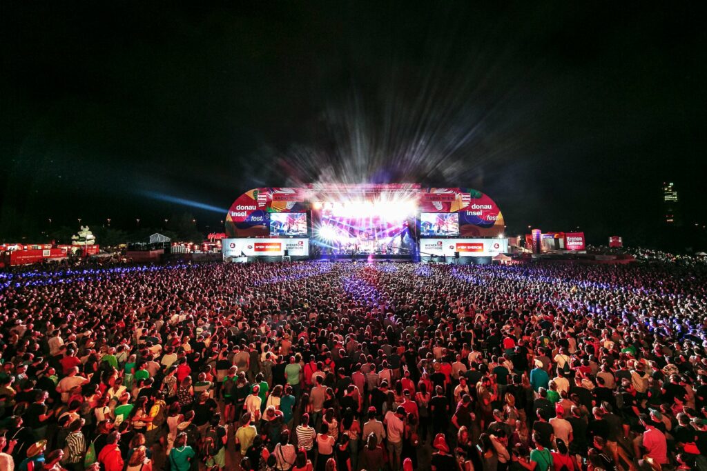 view-from-above-of-Donauinsel-fest-main-stage-and-crowd